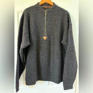 Vintage REI Wool Blend Half-Zip Sweater Pullover Gray TXL USA Made